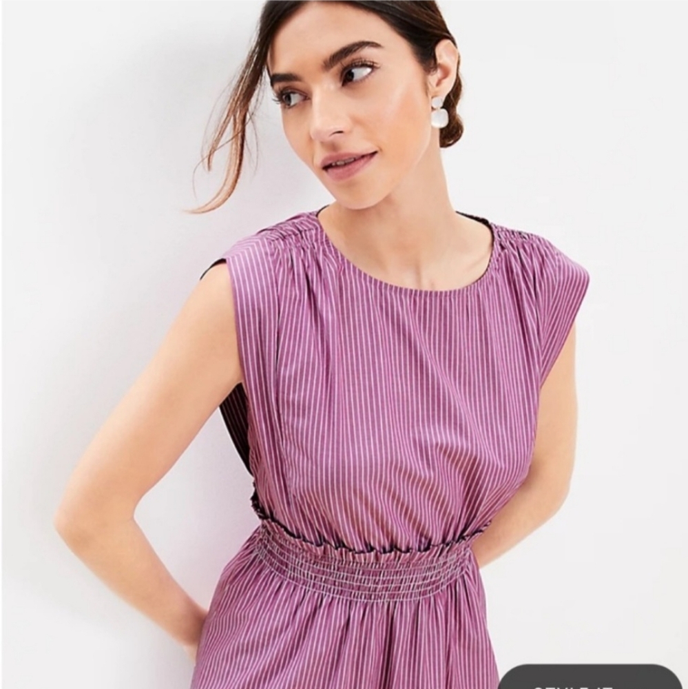 Loft Striped Poplin Midi dress